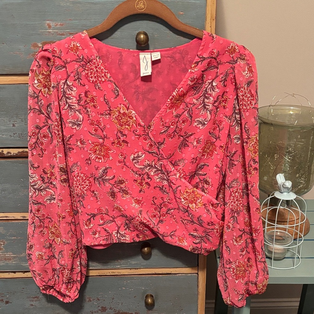 Joie Floral Pink Wrap Top Sz XS/TP